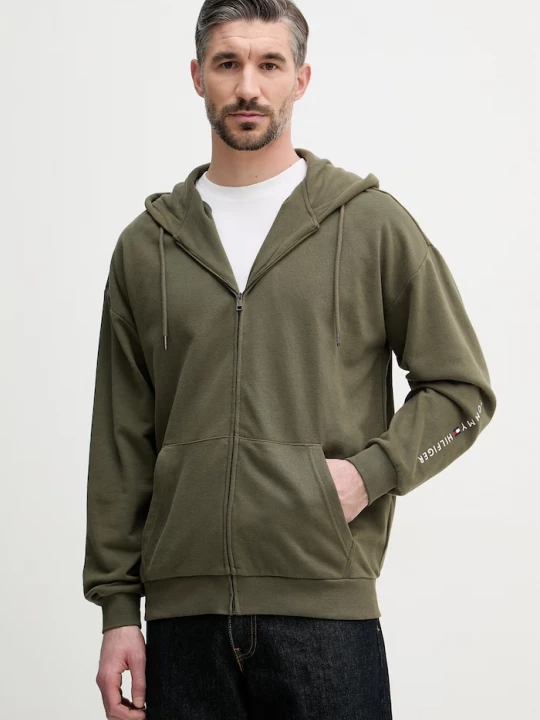 Obrázek produktu Tommy Hilfiger mikina s kapucí pánská s bavlnou zelená