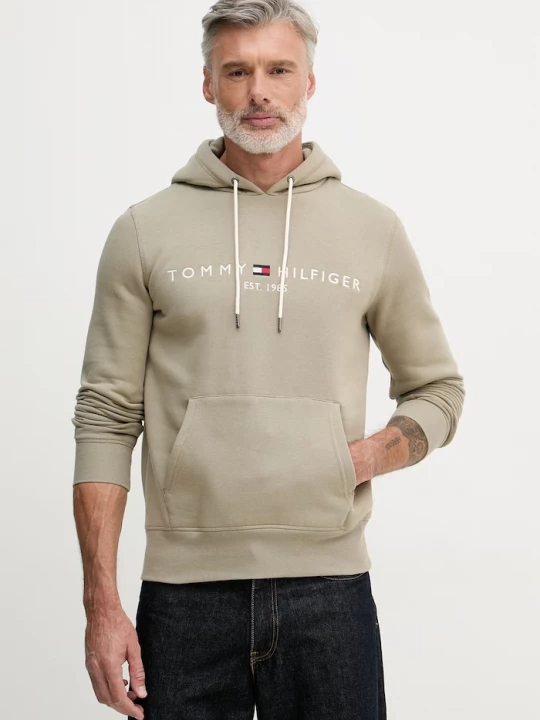 Obrázek produktu Tommy Hilfiger mikina s kapucí pánská s bavlnou zelená