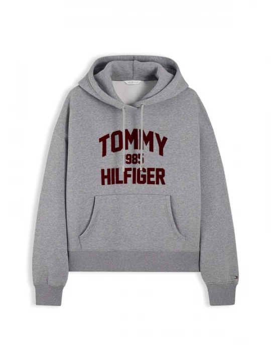 Obrázek produktu TOMMY HILFIGER Mikina 'Varsity' šedý melír / tmavě červená