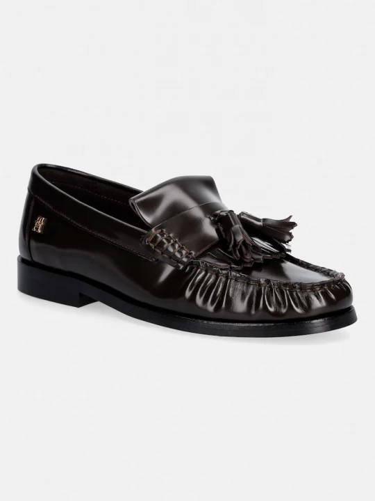 Obrázek produktu Tommy Hilfiger Mokasíny dámské kožené TH LOAFER TASSEL ABRASIVATO hnědá