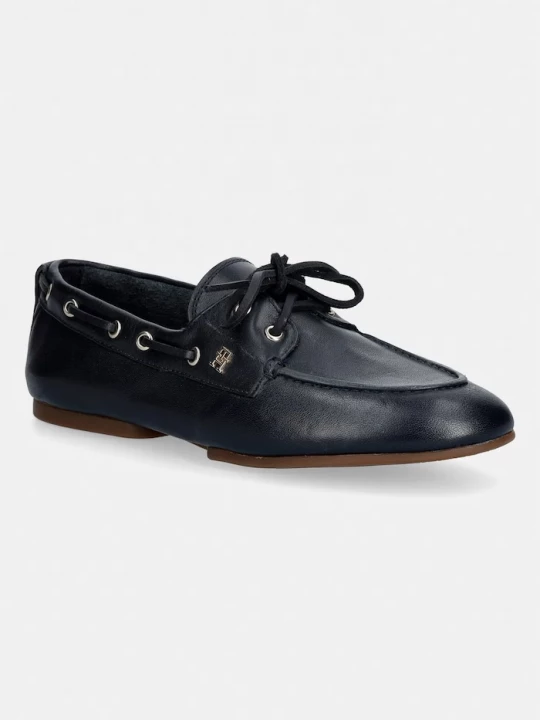 Obrázek produktu Tommy Hilfiger mokasíny dámské kožené TH SLEEK LEATHER BOAT SHOE námořnická modř