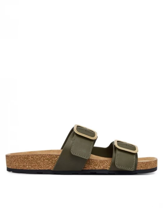 Obrázek produktu Tommy Hilfiger Nazouváky Leather Double Strap Cork Sandals FW0FW09118 Zelená