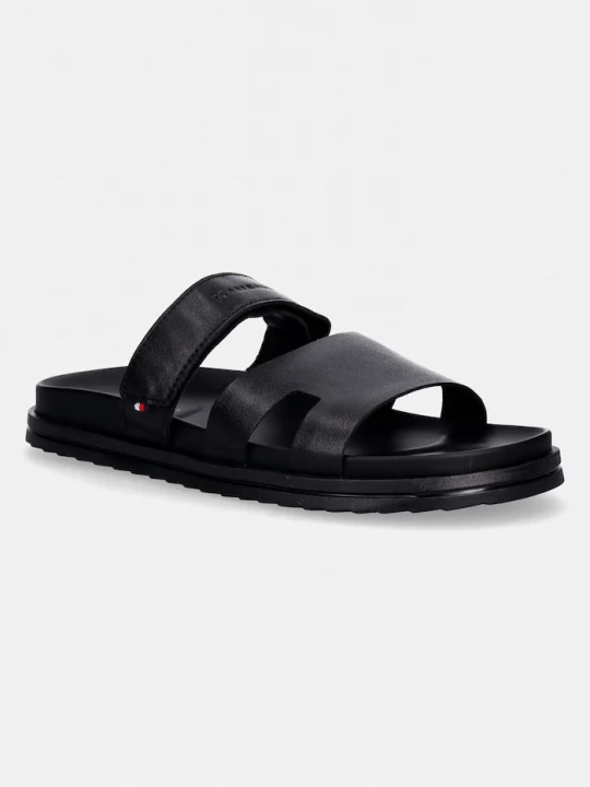Obrázek produktu Tommy Hilfiger pánské kožené pantofle ADJUSTABLE PREMIUM LTH SANDAL černá