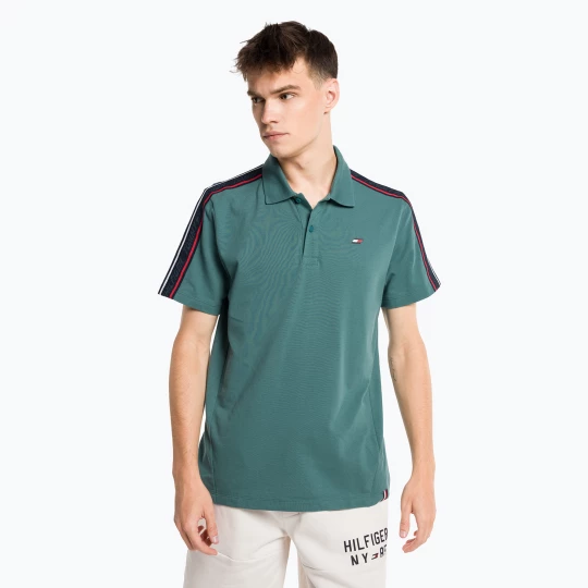 Obrázek produktu Tommy Hilfiger pánské tréninkové tričko Textured Tape Polo zelené