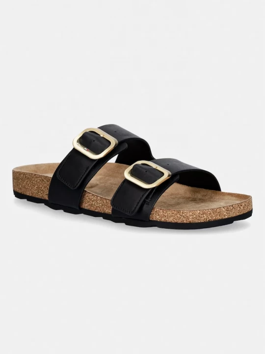 Obrázek produktu Tommy Hilfiger pantofle dámské kožené TH CLASSIC CORK SANDAL LEATHER černá