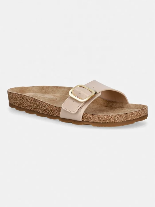 Obrázek produktu Tommy Hilfiger pantofle dámské kožené TH CLASSIC CORK SANDAL PEARL LTH béžová