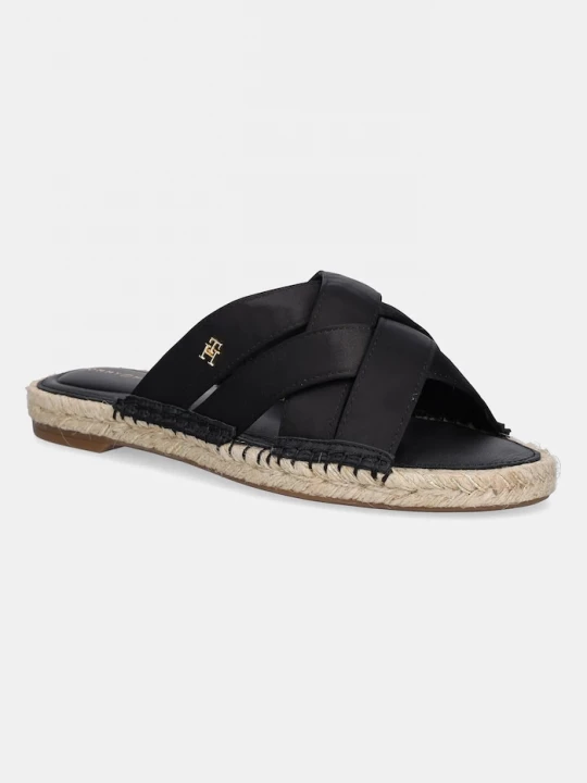 Obrázek produktu Tommy Hilfiger Pantofle SATIN ESPADRILLE MULE černá