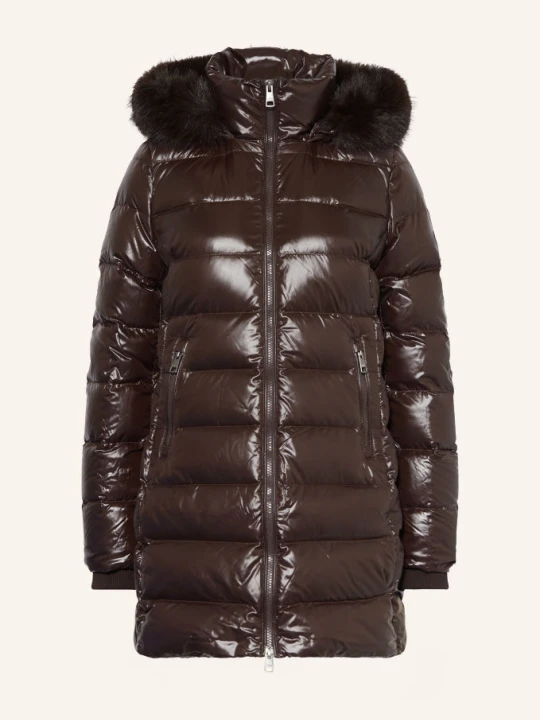 Obrázek produktu Tommy Hilfiger Péřový Kabát S Odnímatelnou Kapucí A Umělou Kožešinou tmavě hnědá