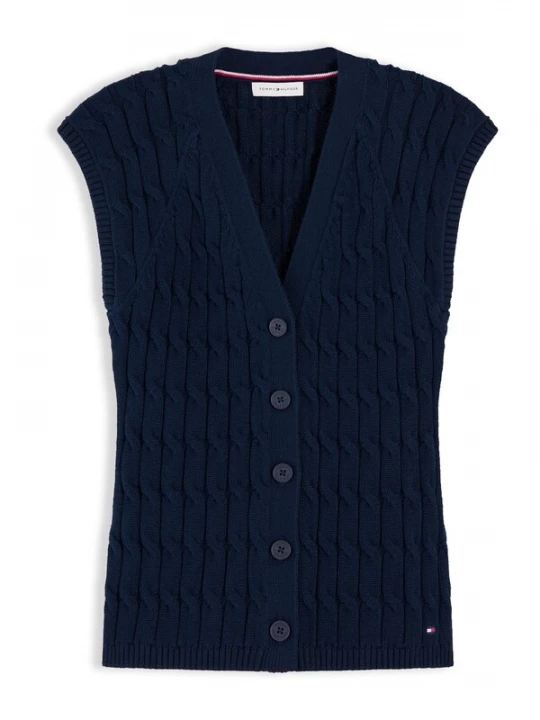 Obrázek produktu TOMMY HILFIGER Pletená vesta 'Cable Slim Sleeve' námořnická modř