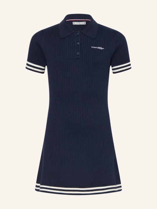 Obrázek produktu Tommy Hilfiger Pletené Polo Šaty tmavě modrá / bílá