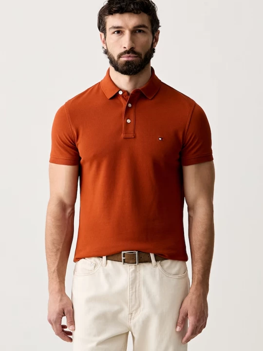 Obrázek produktu Tommy Hilfiger polo bavlněné elastanem oranžová