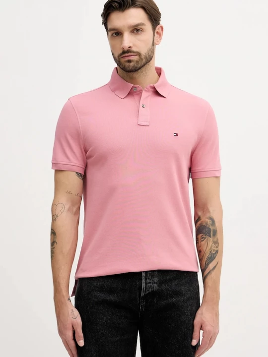 Obrázek produktu Tommy Hilfiger polo pánské bavlněné s elastanem růžová