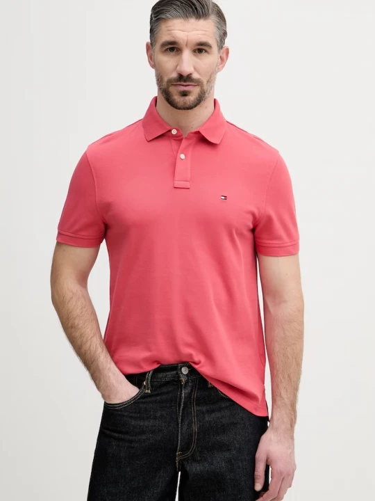 Obrázek produktu Tommy Hilfiger polo pánské bavlněné s elastanem růžová