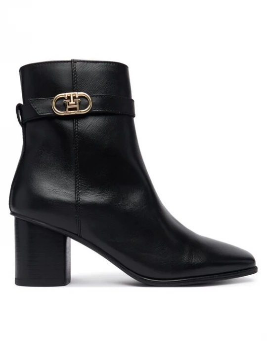Obrázek produktu Tommy Hilfiger Polokozačky Th Strap Leather Block Heel Boot FW0FW09488 Černá