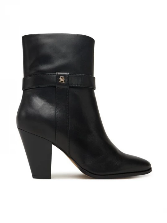 Obrázek produktu Tommy Hilfiger Polokozačky Th T-Strap Leather Pointy Bootie FW0FW08984 Černá