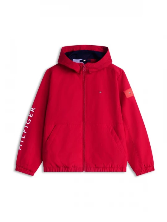 Obrázek produktu TOMMY HILFIGER Přechodná bunda 'Logo Graphic Relaxed' červená / bílá