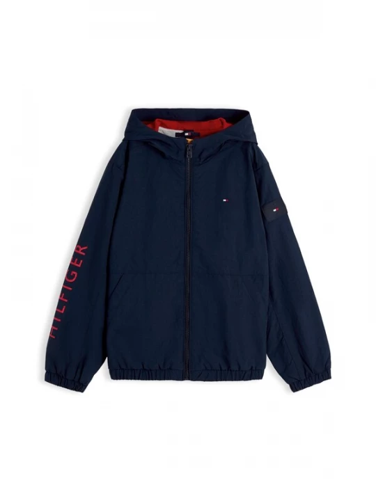 Obrázek produktu TOMMY HILFIGER Přechodná bunda 'Logo Graphic Relaxed' námořnická modř / červená