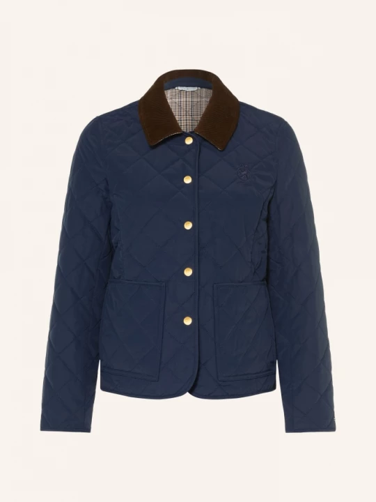 Obrázek produktu Tommy Hilfiger Prošívaná Bunda S Manšestrem tmavě modrá / tmavě hnědá