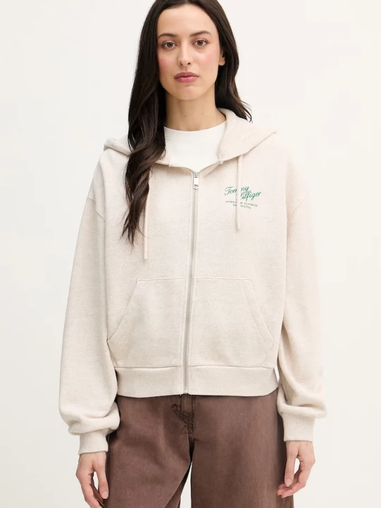 Obrázek produktu Tommy Hilfiger rozepínací mikina dámská bavlněná béžová