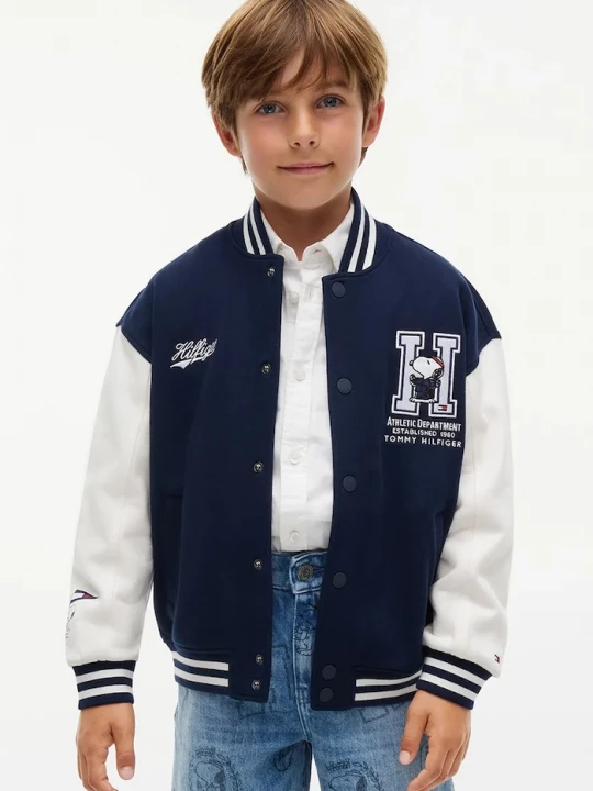 Obrázek produktu Tommy Hilfiger rozepínací mikina dětská bavlněná x Peanuts námořnická modř
