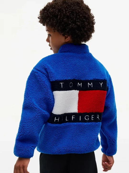 Obrázek produktu Tommy Hilfiger rozepínací mikina dětská fleecová modrá
