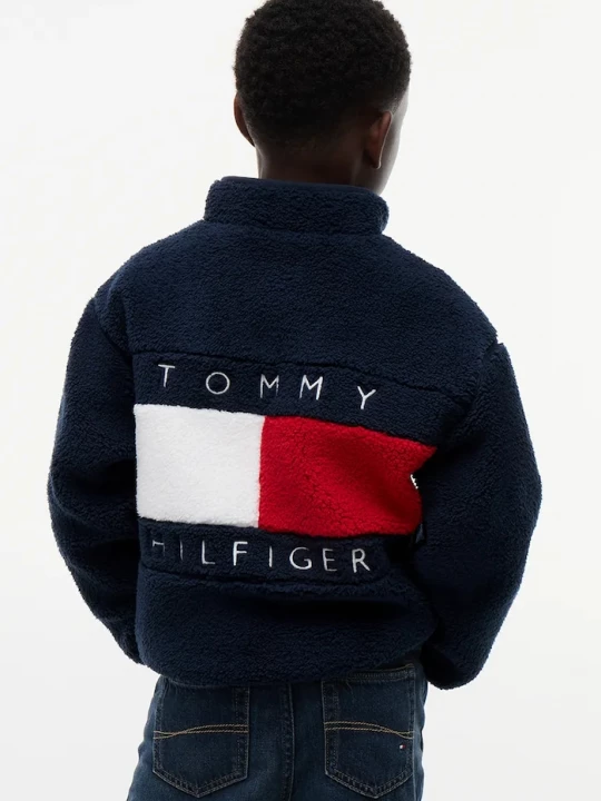 Obrázek produktu Tommy Hilfiger rozepínací mikina dětská fleecová námořnická modř