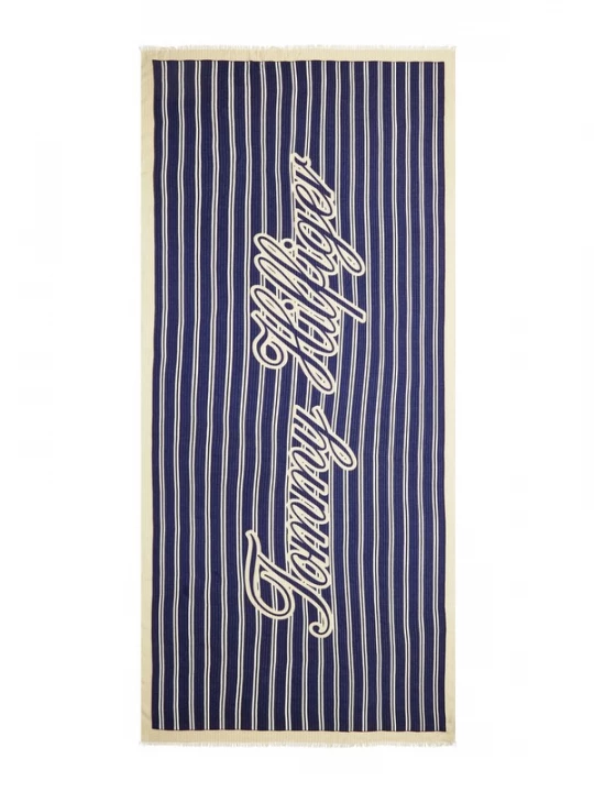 Obrázek produktu TOMMY HILFIGER Šála 'Logo' béžová / tmavě modrá / bílá