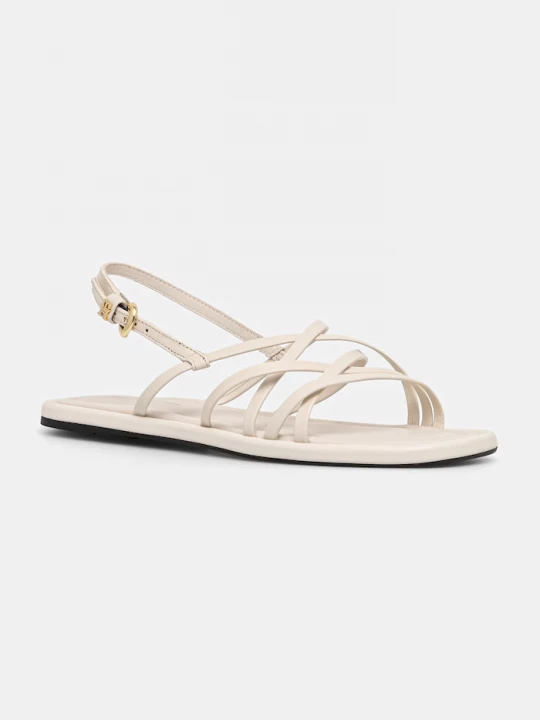 Obrázek produktu Tommy Hilfiger sandály dámské kožené FLAT STRAPPY SANDAL LTH béžová