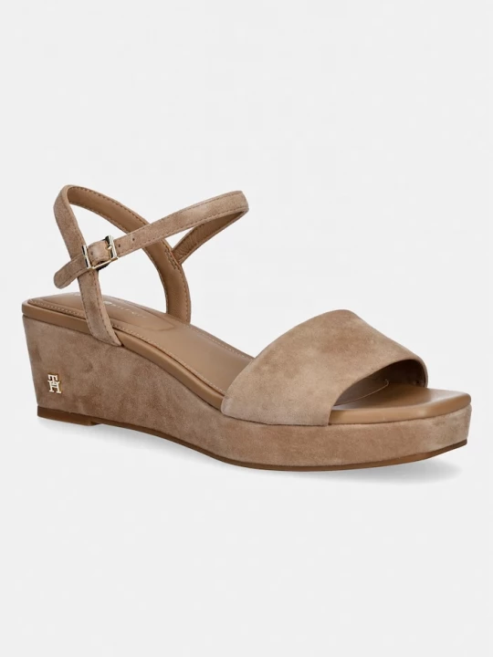 Obrázek produktu Tommy Hilfiger sandály na klínku semišové SUEDE WRAPPED MID WEDGE béžová
