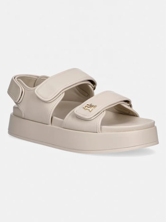 Obrázek produktu Tommy Hilfiger sandály na platformě dámské kožené LEATHER SPORTY PLATFORM SANDAL béžová