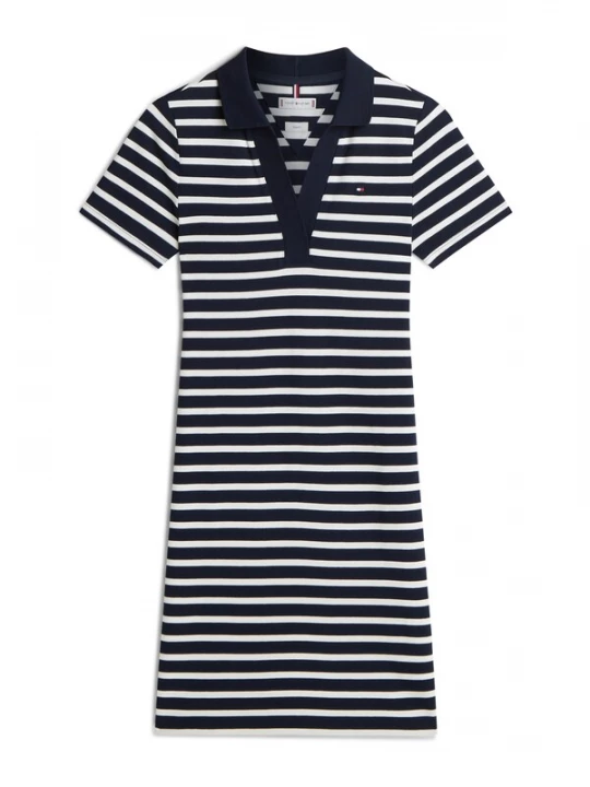 Obrázek produktu TOMMY HILFIGER Šaty '1985 Slim Mini Short Sleeve' noční modrá / bílá