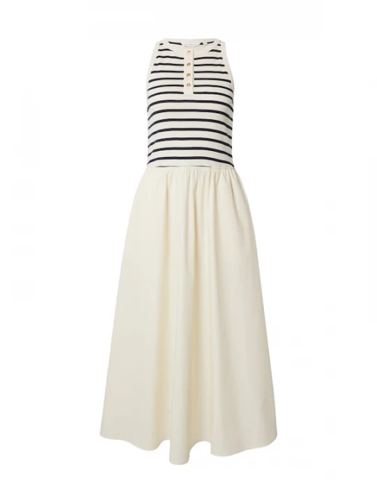 Obrázek produktu TOMMY HILFIGER Šaty 'Gold-tone Button Sleeveless Maxi' krémová / námořnická modř