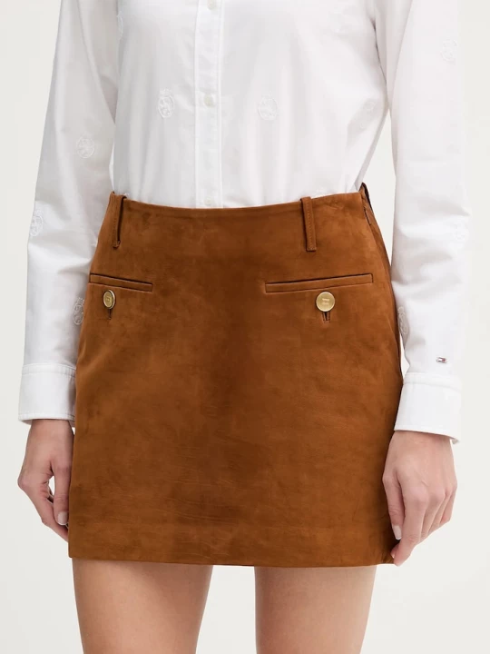 Obrázek produktu Tommy Hilfiger Semišová sukně Tommy Hilfiger hnědá