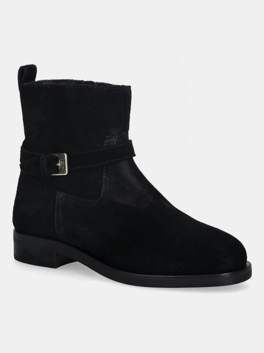 Obrázek produktu Tommy Hilfiger Semišové boty Tommy Hilfiger TH BUCKLE RIDING SUEDE BOOTIE černá