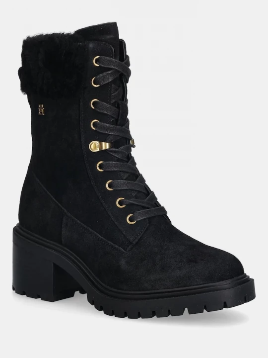 Obrázek produktu Tommy Hilfiger Semišové boty Tommy Hilfiger TH SHEARLING LACE UP BOOT černá
