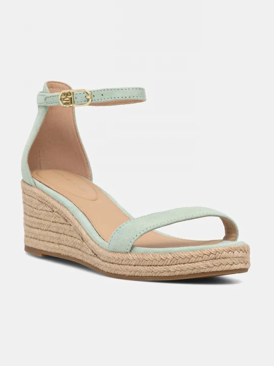 Obrázek produktu Tommy Hilfiger Semišové sandály Tommy Hilfiger SUEDE ANKLE MID WEDGE ESPADRILLE zelená