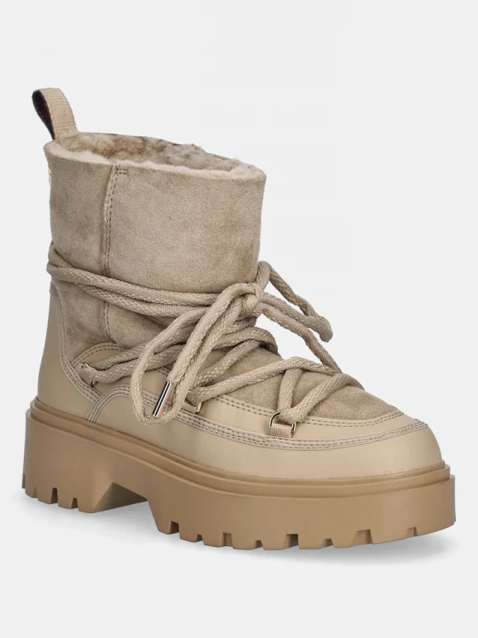 Obrázek produktu Tommy Hilfiger Sněhule Tommy Hilfiger REAL SHEARLING LACEUP béžová