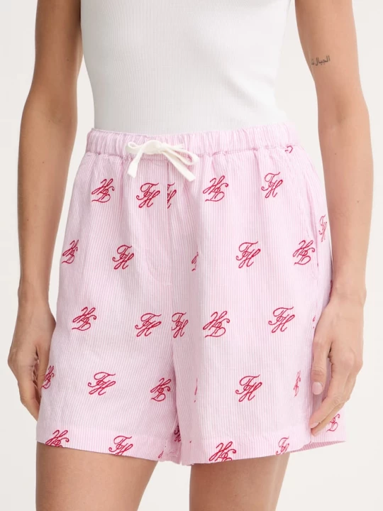 Obrázek produktu Tommy Hilfiger šortky dámské se lnem SUMMER růžová