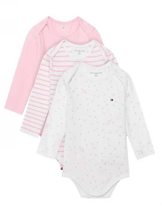 Obrázek produktu Tommy Hilfiger Souprava dětských body 3 Pack Seasonal Body Ls Giftbox KN0KN02254 Světle růžová