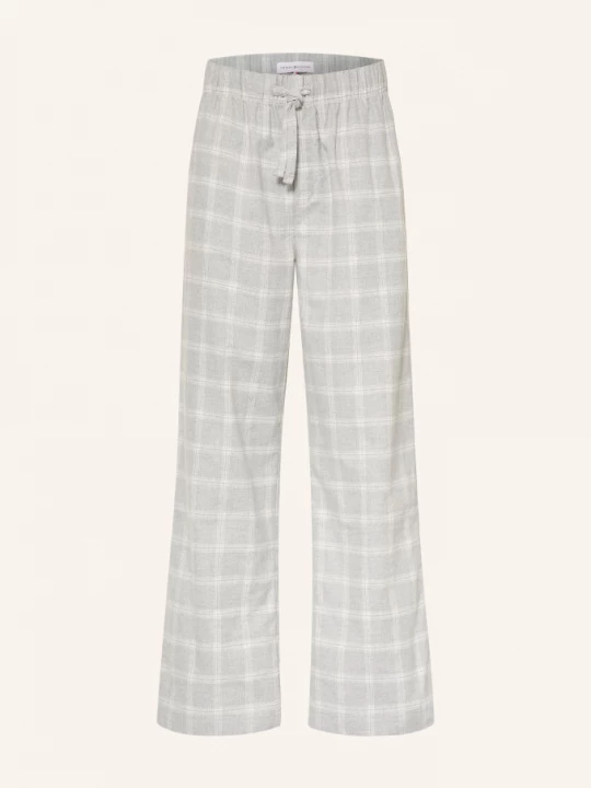 Obrázek produktu Tommy Hilfiger Spací Kalhoty Z Flanelu světle šedá / bílá