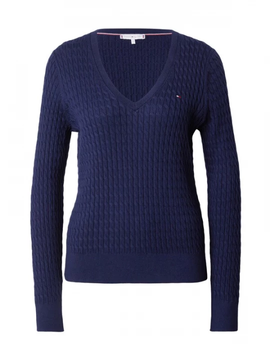 Obrázek produktu TOMMY HILFIGER Svetr 'Cable'  námořnická modř / tmavě modrá / červená / bílá