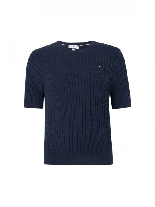 Obrázek produktu TOMMY HILFIGER Svetr 'Cable Short Sleeve' tmavě modrá