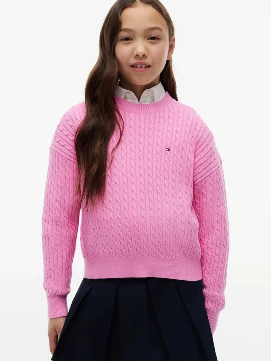 Obrázek produktu Tommy Hilfiger svetr dětský bavlněný růžová