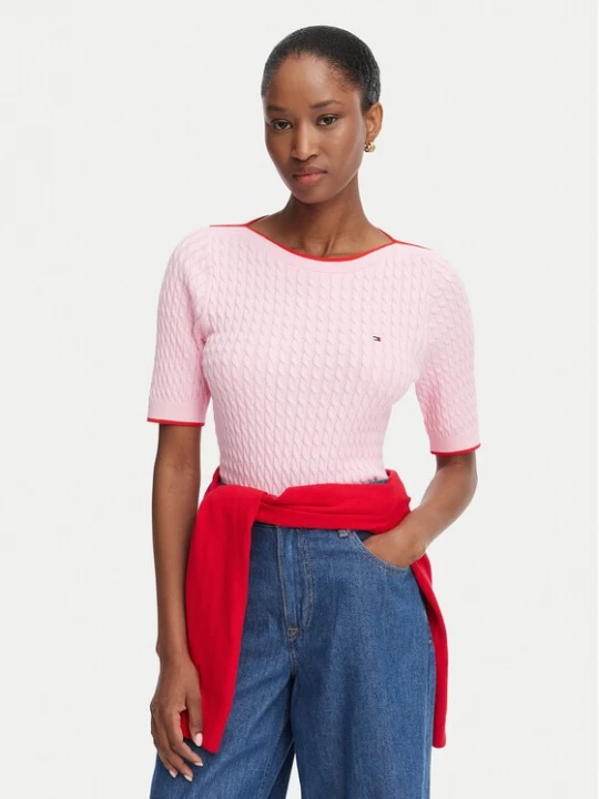 Obrázek produktu Tommy Hilfiger Svetr Fine Gg Cable Boat WW0WW50103 Světle růžová Regular Fit