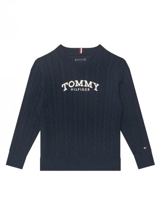 Obrázek produktu Tommy Hilfiger Svetr Graphic KB0KB10347 M Růžová Regular Fit Tmavomodrá
