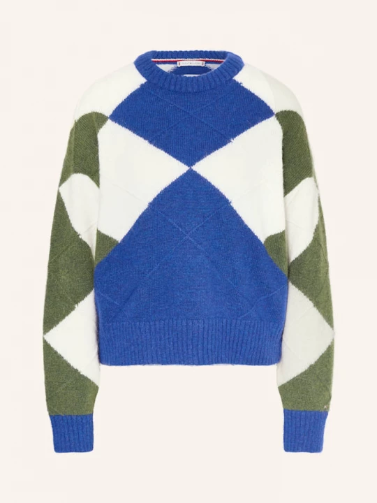 Obrázek produktu Tommy Hilfiger Svetr S Alpakou modrá / tmavě zelená / bílá