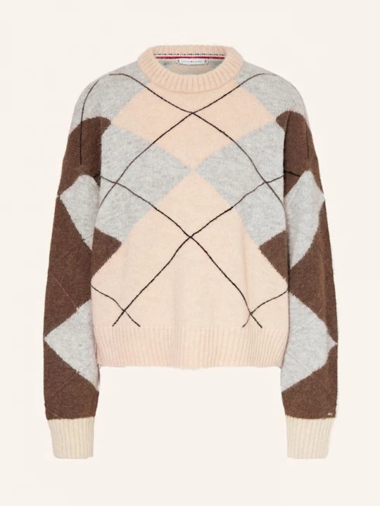 Obrázek produktu Tommy Hilfiger Svetr S Alpakou tmavě hnědá / světle šedá / tmavě modrá