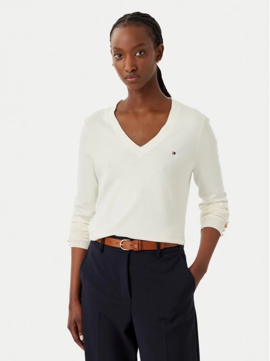 Obrázek produktu Tommy Hilfiger Svetr WW0WW40098 Krémová Regular Fit
