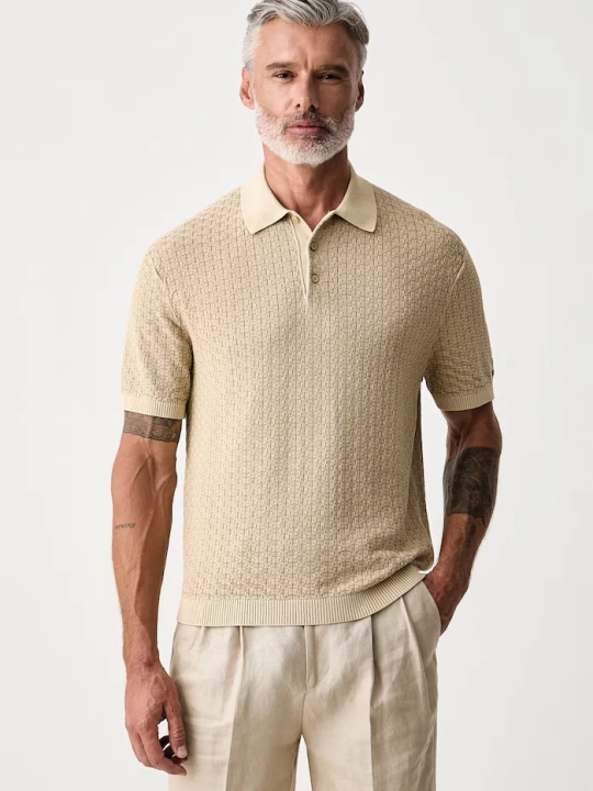Obrázek produktu Tommy Hilfiger svetrové polo pánské bavlněné béžová