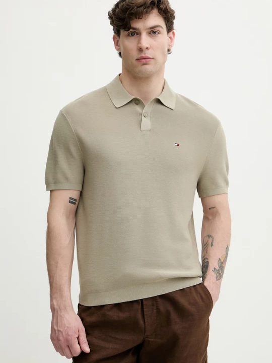 Obrázek produktu Tommy Hilfiger svetrové polo pánské bavlněné zelená